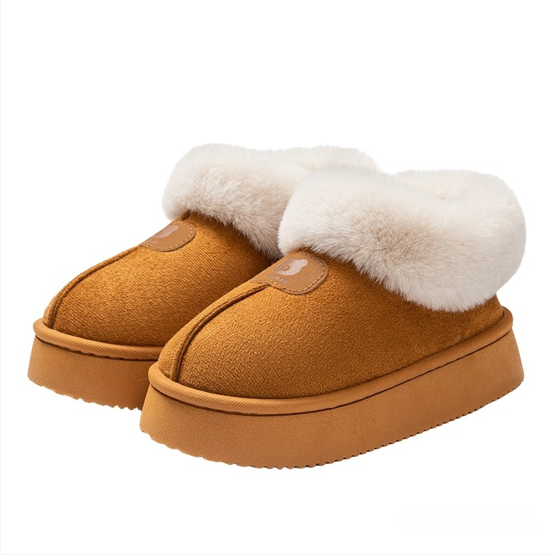 Unisex lina mājas čības ar slēgtu aizmuguri, rudens–ziemas sezonai, silti kā sniega zābaki, anti-slip PVC zole, pūkaina odere