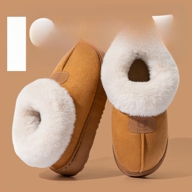 Unisex lina mājas čības ar slēgtu aizmuguri, rudens–ziemas sezonai, silti kā sniega zābaki, anti-slip PVC zole, pūkaina odere