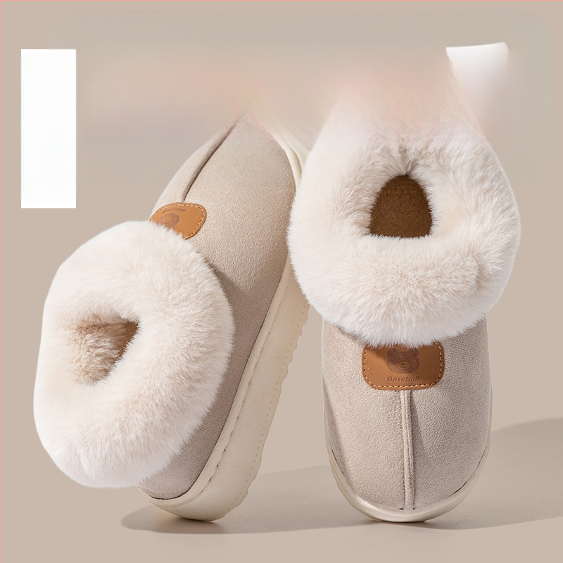 Unisex lina mājas čības ar slēgtu aizmuguri, rudens–ziemas sezonai, silti kā sniega zābaki, anti-slip PVC zole, pūkaina odere