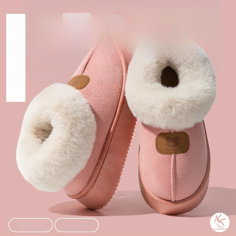 Unisex lina mājas čības ar slēgtu aizmuguri, rudens–ziemas sezonai, silti kā sniega zābaki, anti-slip PVC zole, pūkaina odere