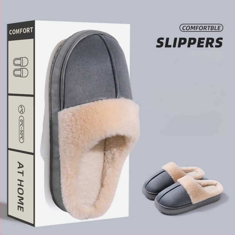 Unisex lina mājas čības ar slēgtu aizmuguri, rudens–ziemas sezonai, silti kā sniega zābaki, anti-slip PVC zole, pūkaina odere