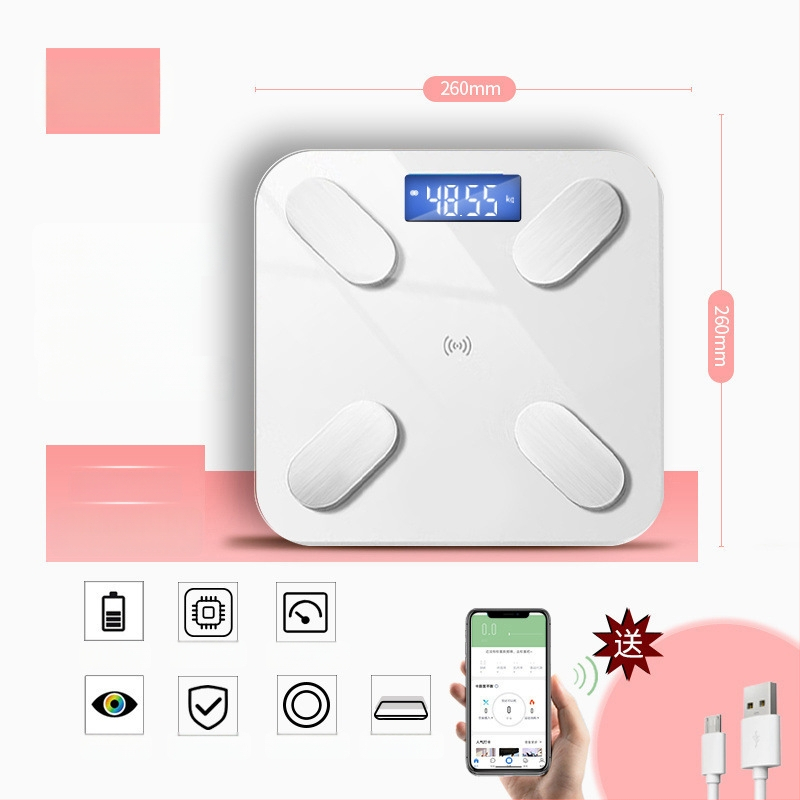 Cântar corporal Bluetooth cu aplicație, încărcare Type-C, cântar electronic pentru uz casnic