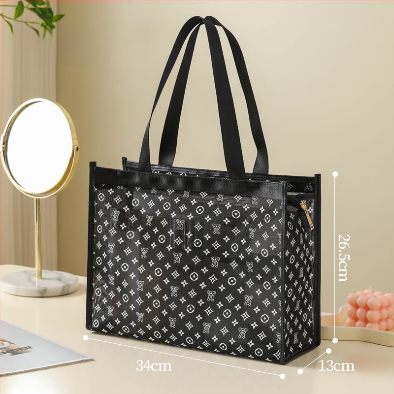 Козметична чанта - найлон, животински принт, закопчаване с цип, дишаща и антибактериална