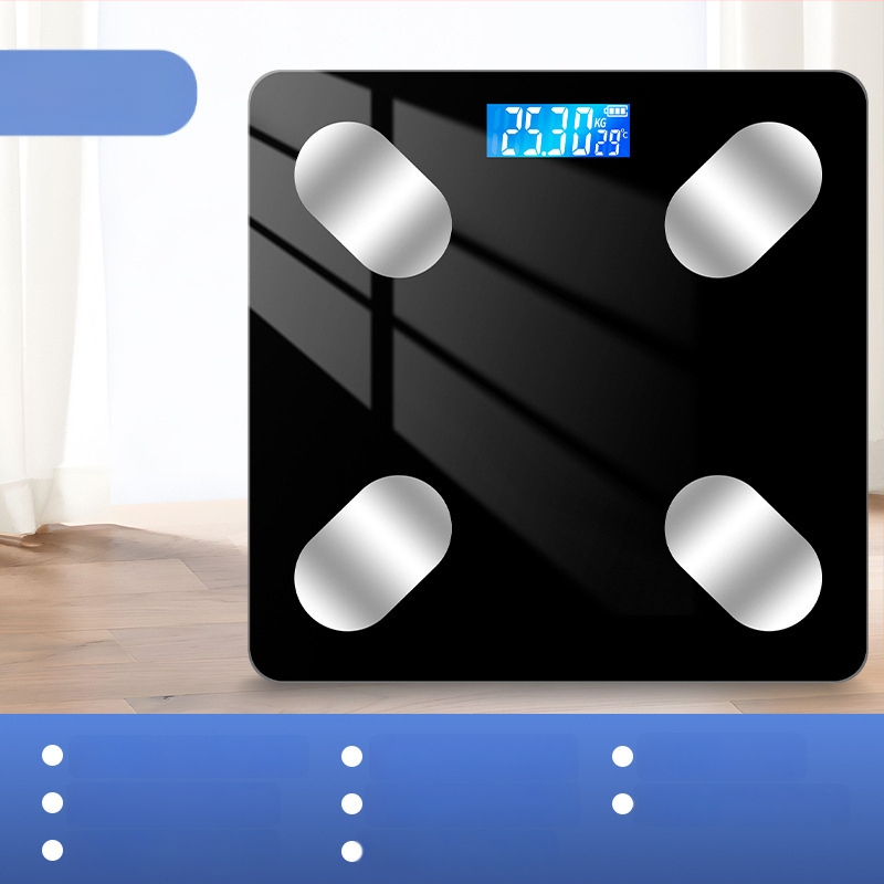 Cântar inteligent pentru grăsime corporală cu Bluetooth, afișaj LED, operare prin atingere, ABS plastic, alimentat cu baterie