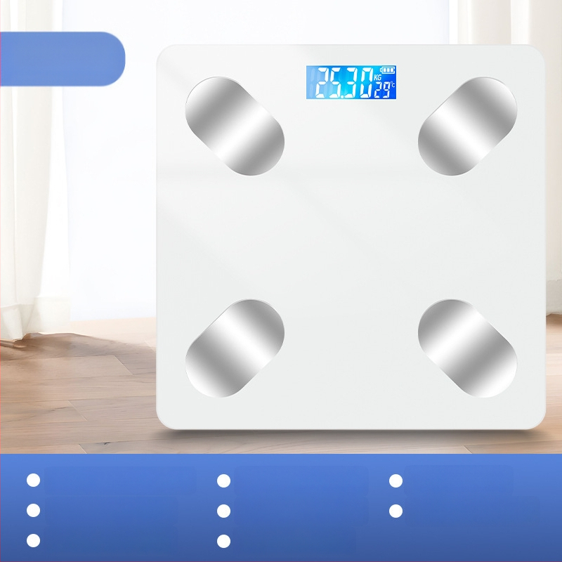 Cântar inteligent pentru grăsime corporală cu Bluetooth, afișaj LED, operare prin atingere, ABS plastic, alimentat cu baterie