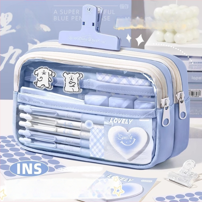 Auduma pildspalvas soma, caurspīdīga, Insta stils, skolas piederumi