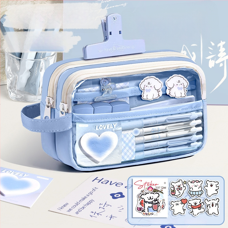 Auduma pildspalvas soma, caurspīdīga, Insta stils, skolas piederumi