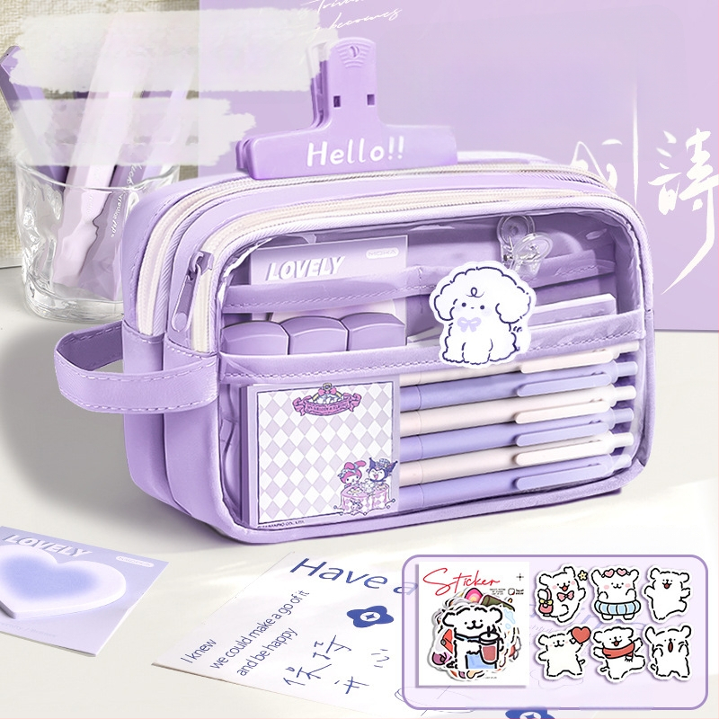 Auduma pildspalvas soma, caurspīdīga, Insta stils, skolas piederumi