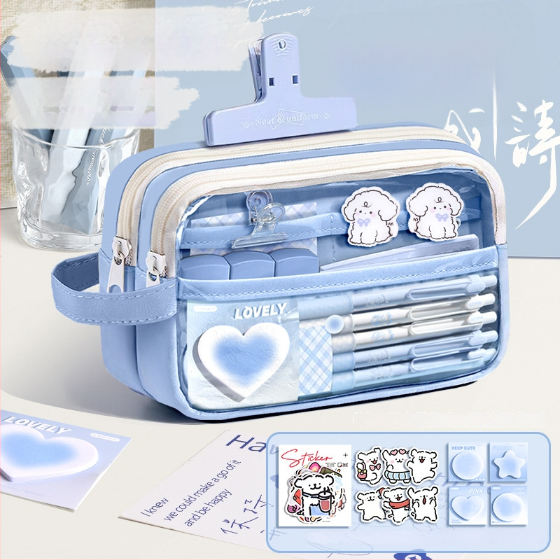 Auduma pildspalvas soma, caurspīdīga, Insta stils, skolas piederumi