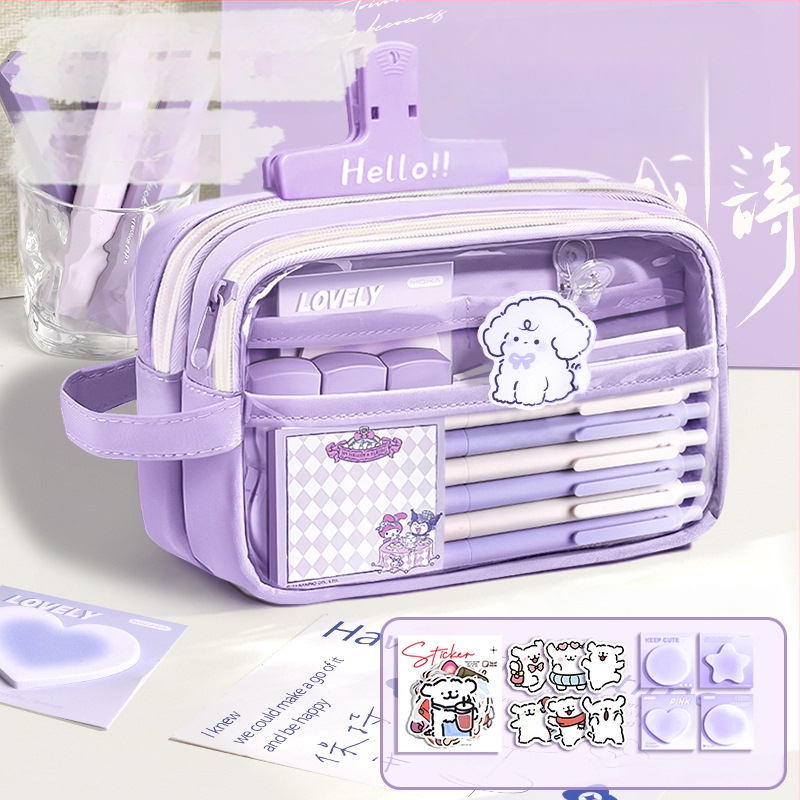 Auduma pildspalvas soma, caurspīdīga, Insta stils, skolas piederumi