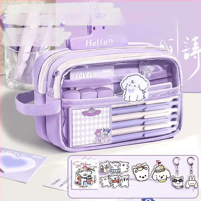 Auduma pildspalvas soma, caurspīdīga, Insta stils, skolas piederumi