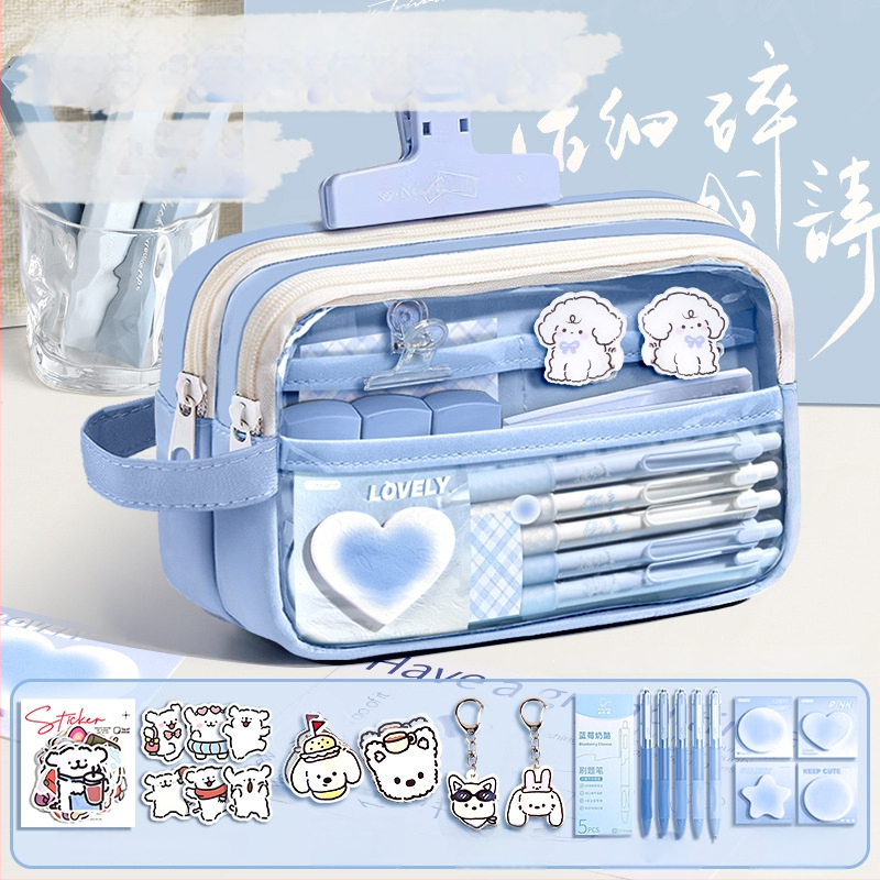 Auduma pildspalvas soma, caurspīdīga, Insta stils, skolas piederumi