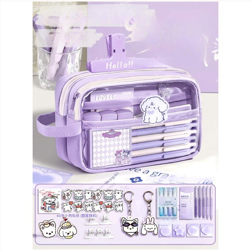 Auduma pildspalvas soma, caurspīdīga, Insta stils, skolas piederumi