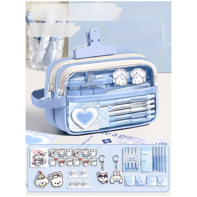 Auduma pildspalvas soma, caurspīdīga, Insta stils, skolas piederumi