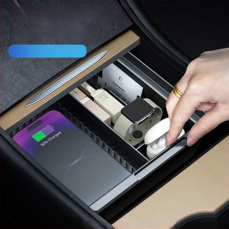 Plastiska centrālās konsoles uzglabāšanas vāciņš Tesla Model Y un Model 3; rokas balsta uzglabāšanas kastīte; privāta uzglabāšana