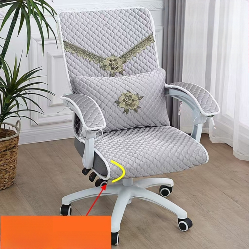 Irodai székhuzat – párnahuzat az üléshez és a hátlaphoz, varrott négy évszakos dizájn, védelem a karfák számára, geometriai mintázat, töltet toll-selyem-pamut