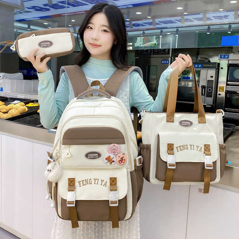 Rucsac școlar pentru elevi – capacitate mare, ușor, protecție a coloanei vertebrale, set din trei piese