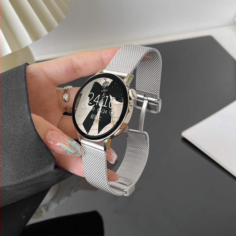 Метална лента за часовници Huawei и Apple, стилен дизайн, закопчаване със щракване, съвместима с различни ширини връзки