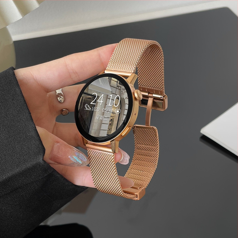 Метална лента за часовници Huawei и Apple, стилен дизайн, закопчаване със щракване, съвместима с различни ширини връзки