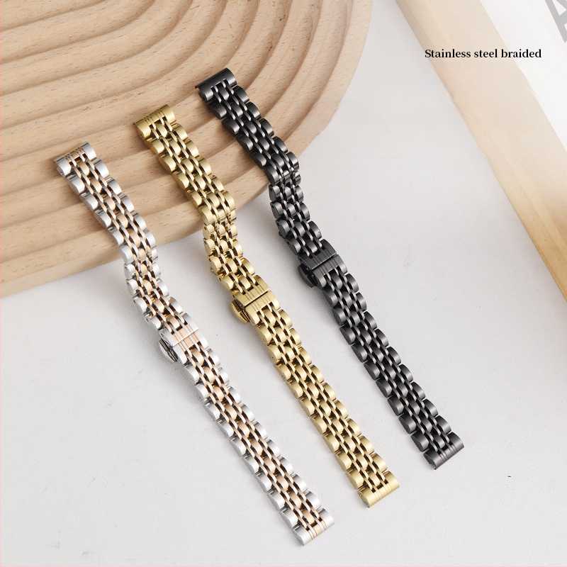 Apple Watch неръждаема стомана каишка с пеперудна катарама, седемзвено звено, тънък модел