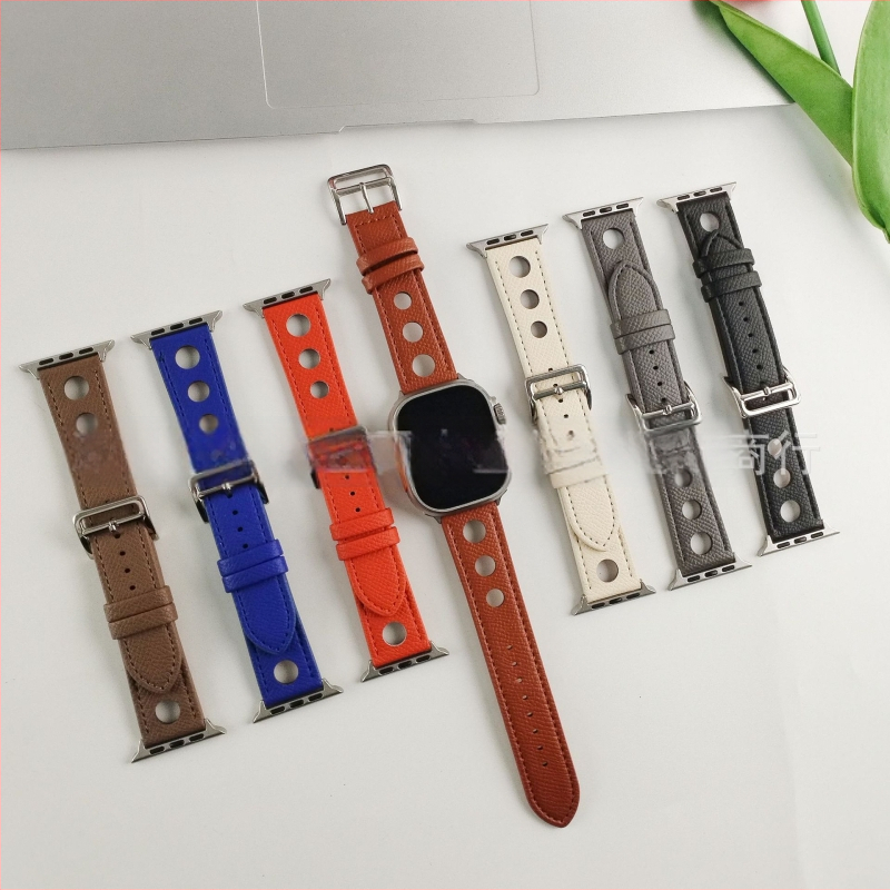 Rekdn каишка за Apple Watch, микрофибърна кожа, 22 мм интерфейс, закопчалка с пин, палмова шарка, модерен стил.