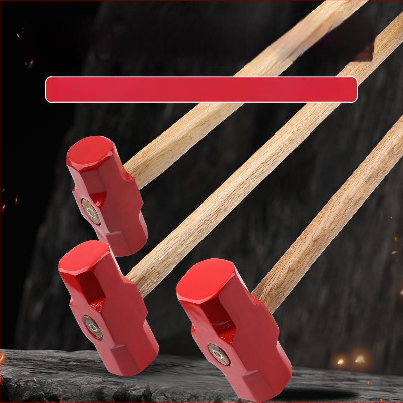 Осмоъгълен чук с глава от високовъглеродна стомана и дървена дръжка за домашна и професионална употреба (Глава: високовъглеродна стомана; Дръжка: дърво; За ударни задачи)