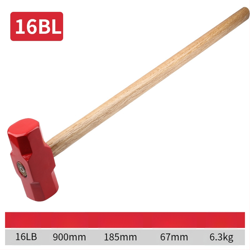 Осмоъгълен чук с глава от високовъглеродна стомана и дървена дръжка за домашна и професионална употреба (Глава: високовъглеродна стомана; Дръжка: дърво; За ударни задачи)