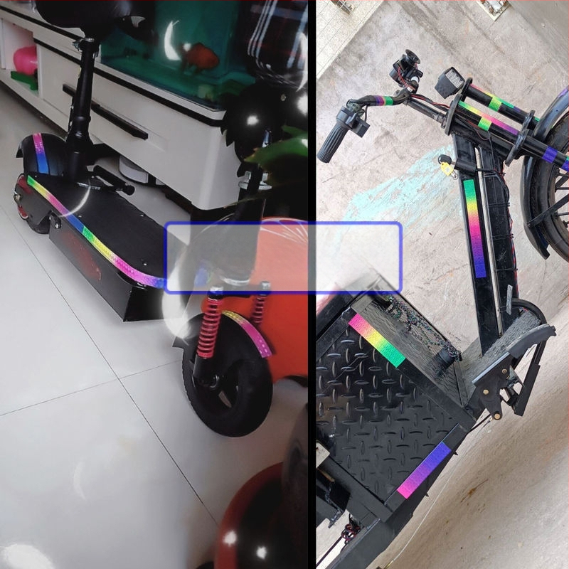 Elektriskā motocikla korpusa dekoratīvās uzlīmes ar krāsainām atstarotām lentēm — Zīmols: Unique, Materiāls: Other