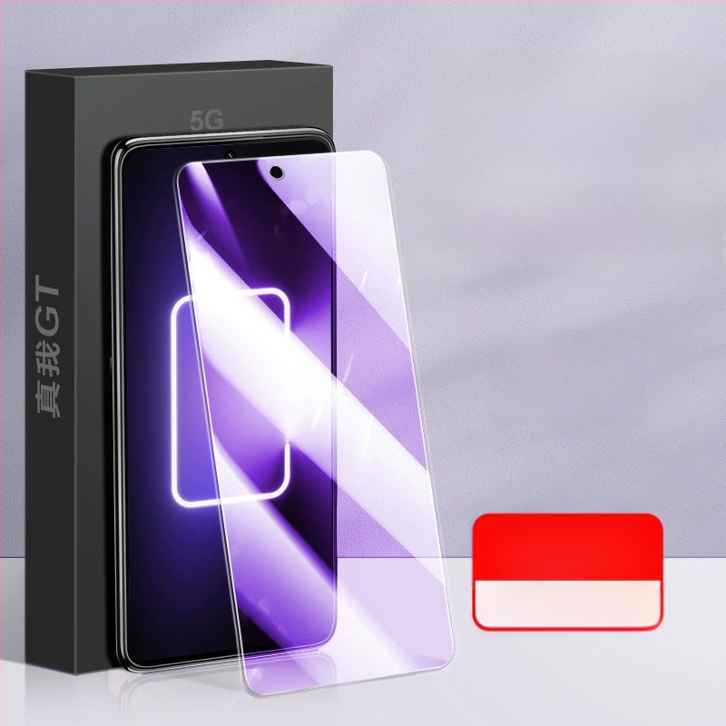 Tempered glass priekšējā ekrāna aizsargs realme ierīcēm — priekšējais plēve, HD skaidrība, pret zilās gaismas iedarbība, iekļauts otrais līmējums