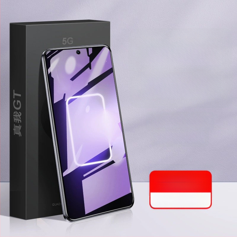 Tempered glass priekšējā ekrāna aizsargs realme ierīcēm — priekšējais plēve, HD skaidrība, pret zilās gaismas iedarbība, iekļauts otrais līmējums