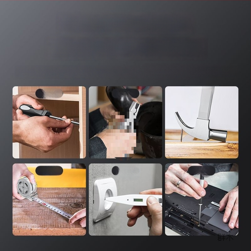 Családi javító szerszámkészlet autóba szerelhető szerszámos ládával, szénacélból, 81-100 darab