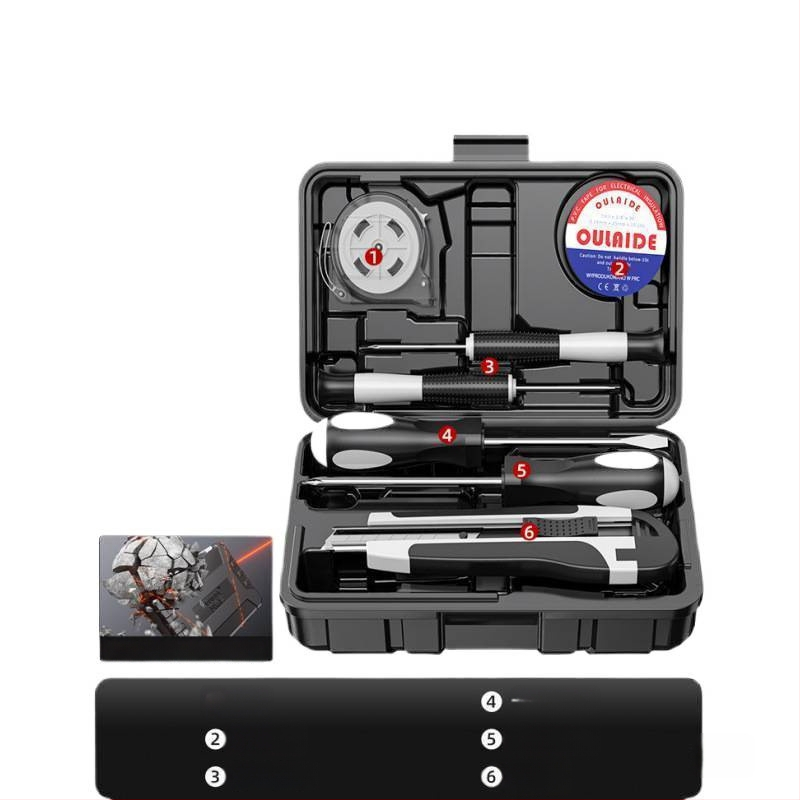 Családi javító szerszámkészlet autóba szerelhető szerszámos ládával, szénacélból, 81-100 darab