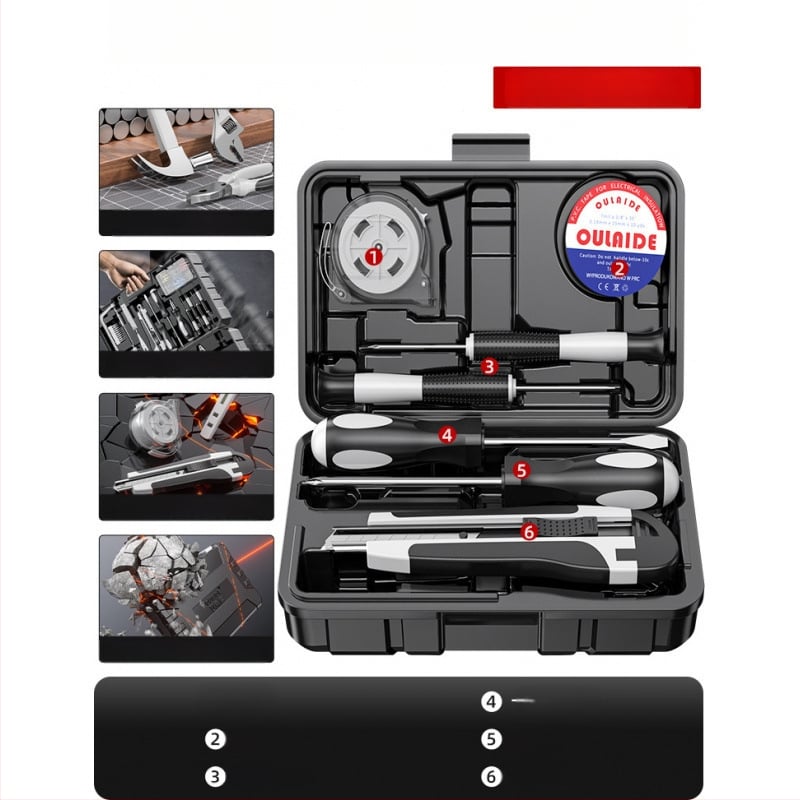 Családi javító szerszámkészlet autóba szerelhető szerszámos ládával, szénacélból, 81-100 darab