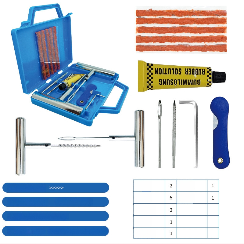 Vészhelyzeti gumi javító készlet — 57 darab, 57# acél, BLUE-5757 modell, Colleo