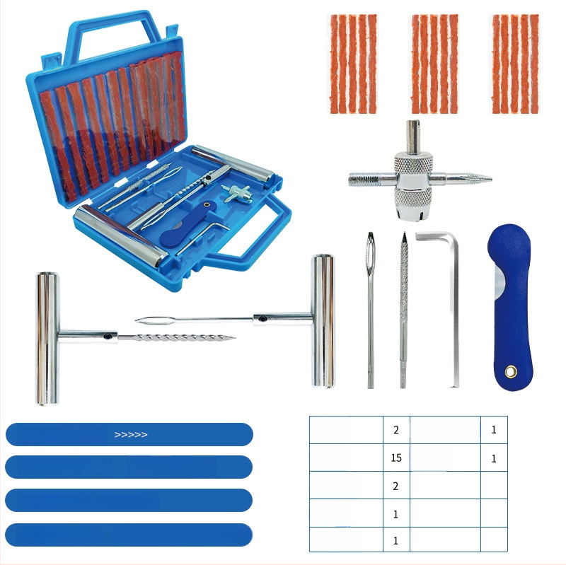 Vészhelyzeti gumi javító készlet — 57 darab, 57# acél, BLUE-5757 modell, Colleo