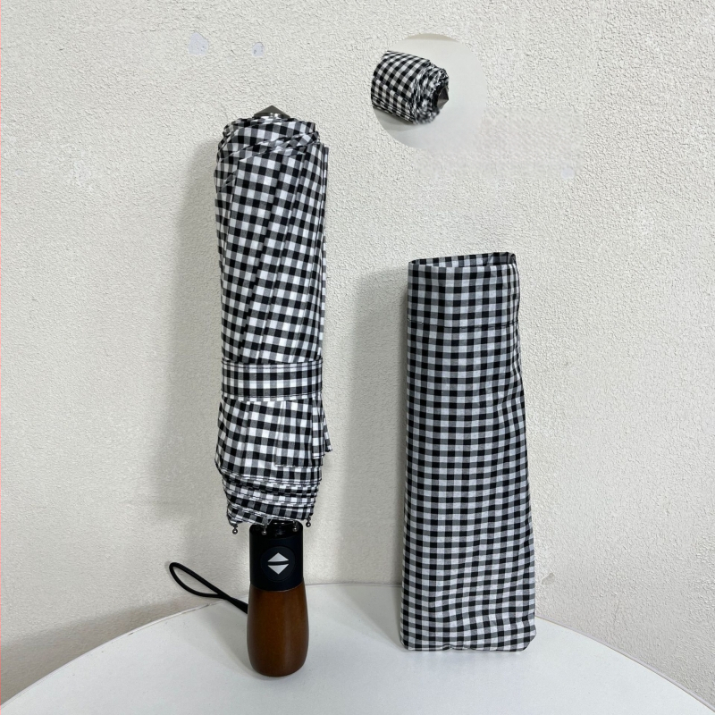 Umbrelă auto cu 10 nervuri, deschidere automată, mâner din lemn, țesătură 210T, tijă din aliaj