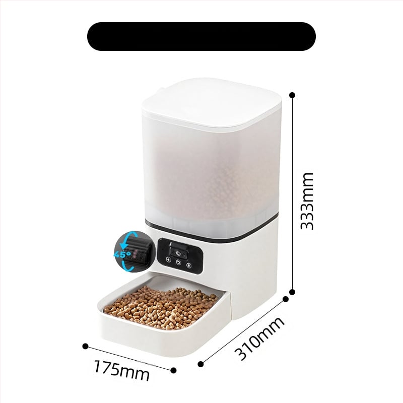 Автоматичен подавач за храна за котки и кучета с таймер за хранене, камера за наблюдение и управление чрез приложение; разглобяем дизайн, 1250 g