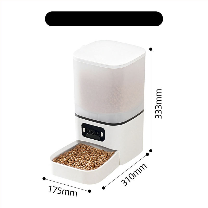 Автоматичен подавач за храна за котки и кучета с таймер за хранене, камера за наблюдение и управление чрез приложение; разглобяем дизайн, 1250 g