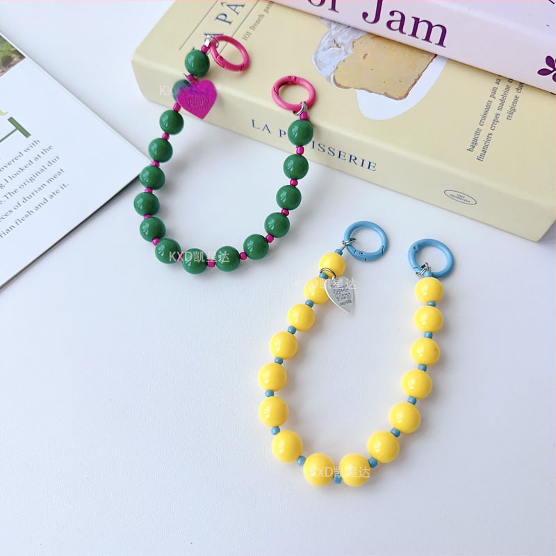 Tālruņa vāciņa lanyards ar ģeometrisku pērļu ķēdi, roku darbs, plastmasas daudzfunkcionālais aksesuārs