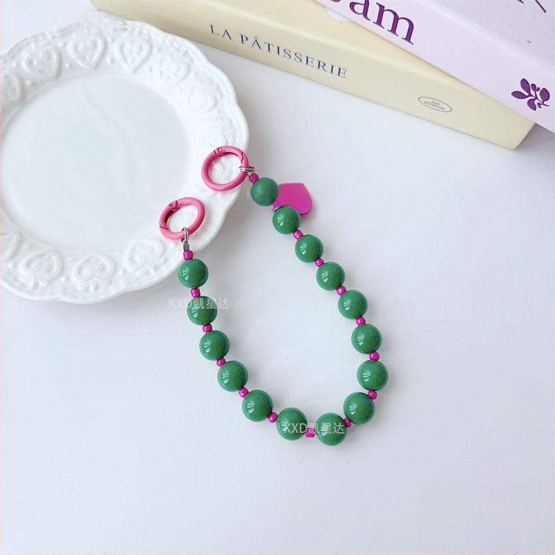 Tālruņa vāciņa lanyards ar ģeometrisku pērļu ķēdi, roku darbs, plastmasas daudzfunkcionālais aksesuārs