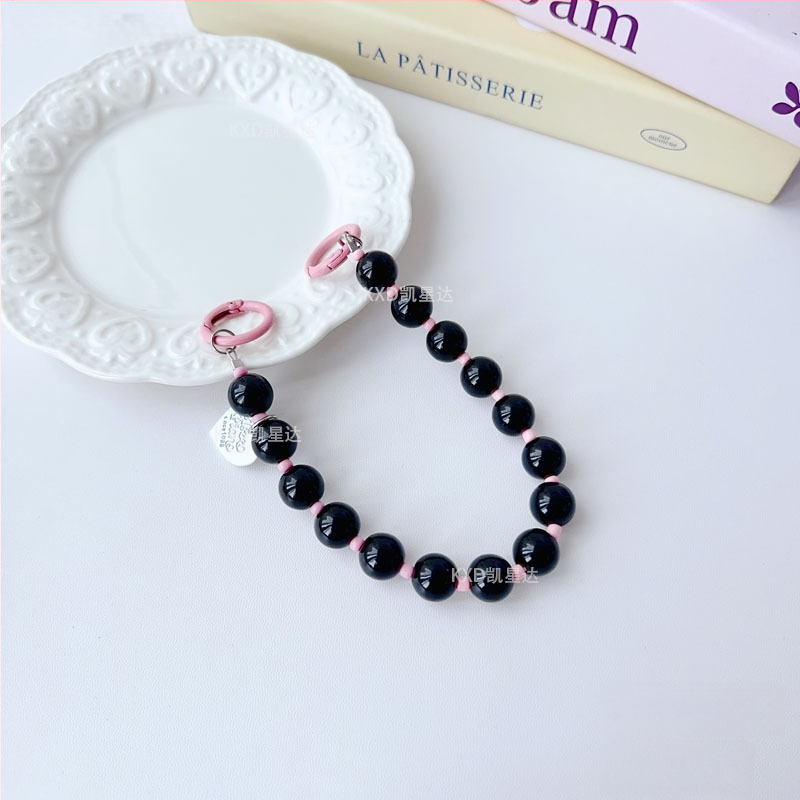 Tālruņa vāciņa lanyards ar ģeometrisku pērļu ķēdi, roku darbs, plastmasas daudzfunkcionālais aksesuārs