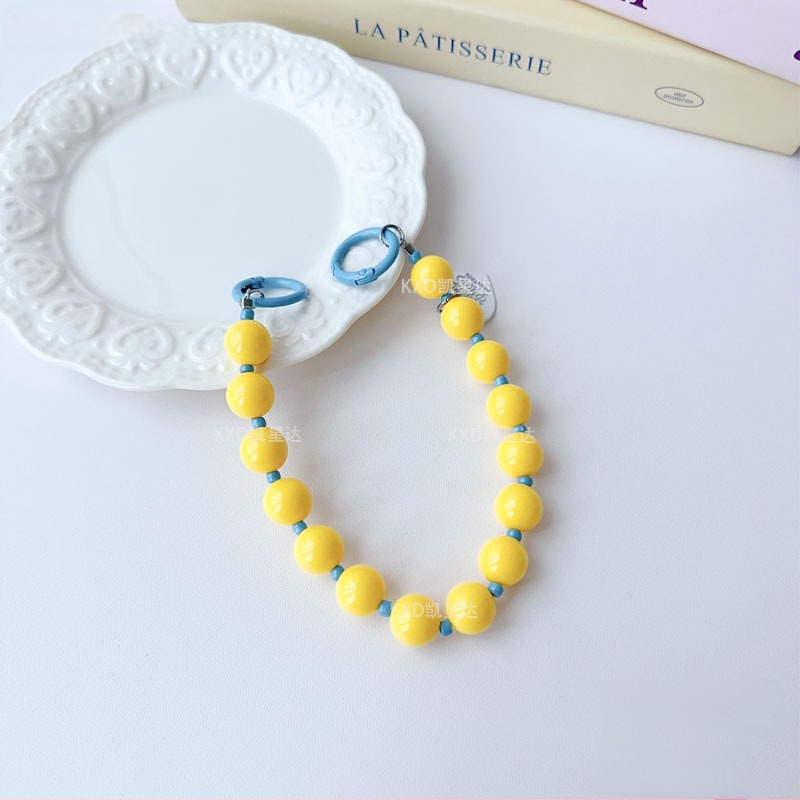 Tālruņa vāciņa lanyards ar ģeometrisku pērļu ķēdi, roku darbs, plastmasas daudzfunkcionālais aksesuārs