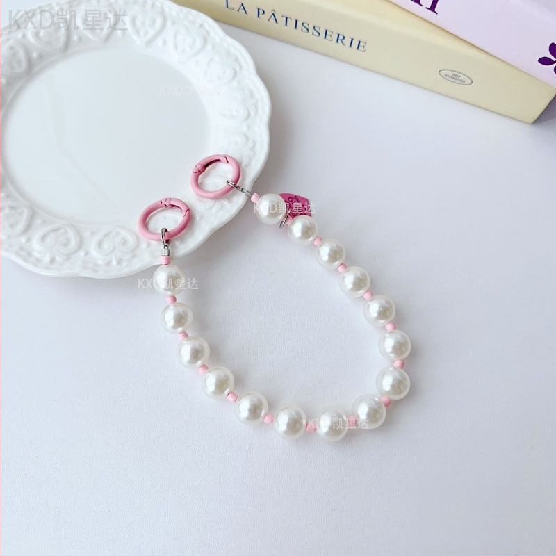 Tālruņa vāciņa lanyards ar ģeometrisku pērļu ķēdi, roku darbs, plastmasas daudzfunkcionālais aksesuārs