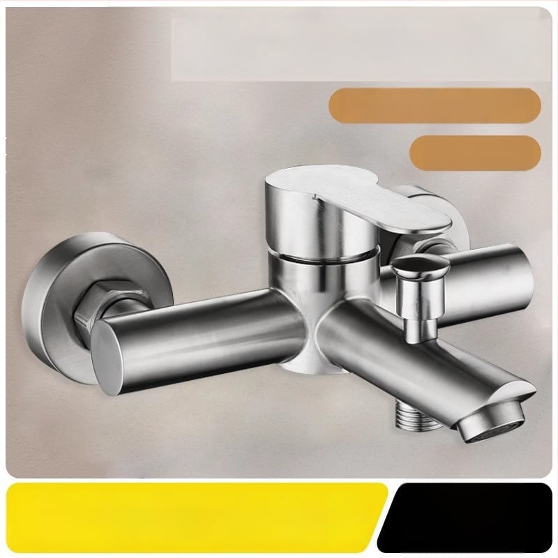 Robinet pentru duș și cadă din oțel inoxidabil, încastrat în perete, cu control triplu, nucleu ceramic al valvei, 0–90°C