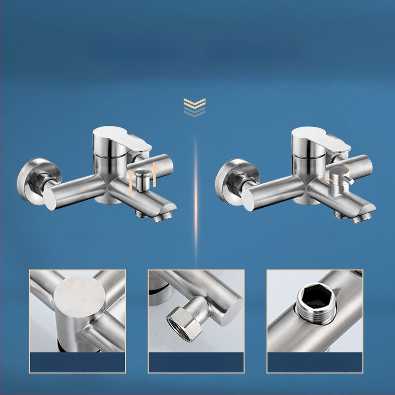 Robinet pentru duș și cadă din oțel inoxidabil, încastrat în perete, cu control triplu, nucleu ceramic al valvei, 0–90°C