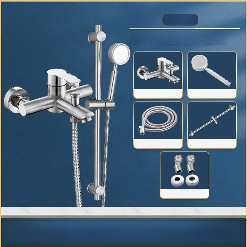 Robinet pentru duș și cadă din oțel inoxidabil, încastrat în perete, cu control triplu, nucleu ceramic al valvei, 0–90°C