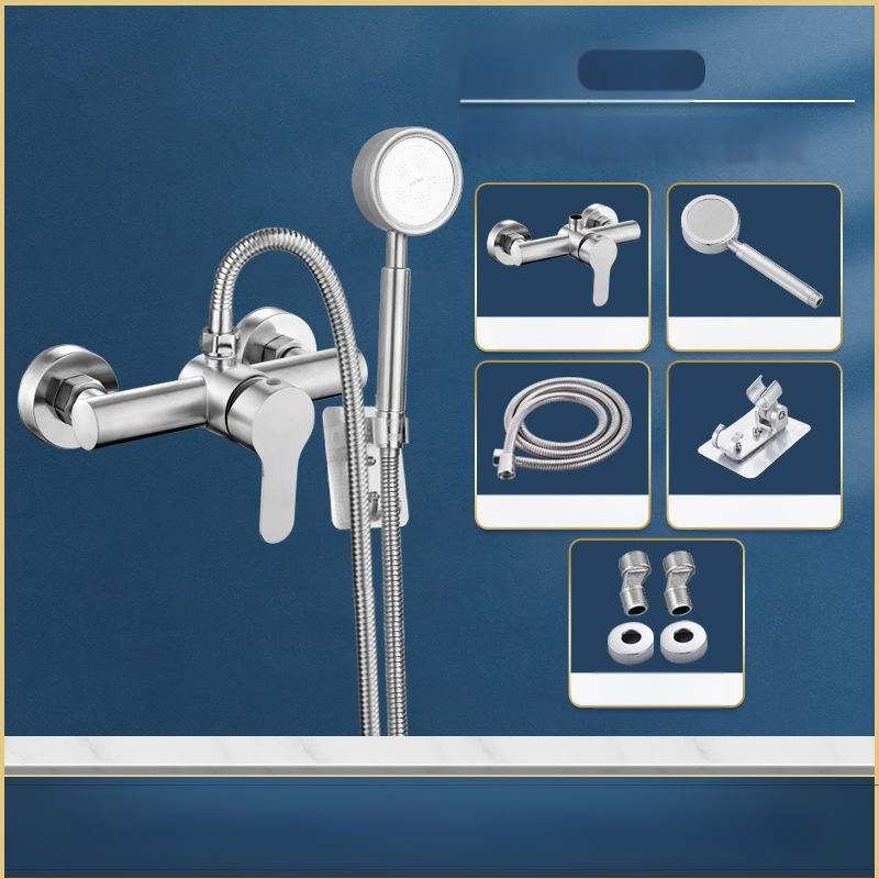 Robinet pentru duș și cadă din oțel inoxidabil, încastrat în perete, cu control triplu, nucleu ceramic al valvei, 0–90°C