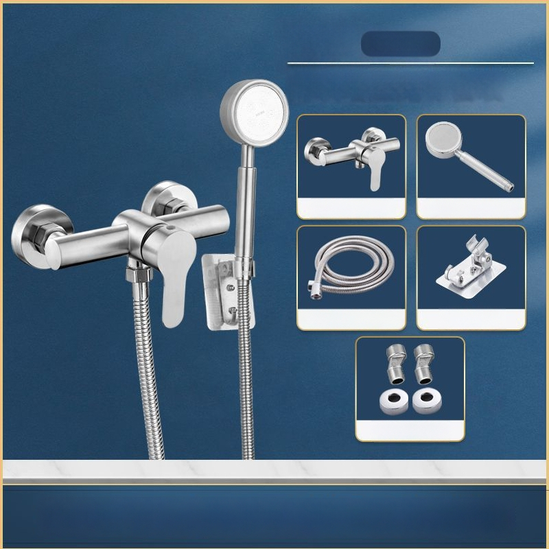 Robinet pentru duș și cadă din oțel inoxidabil, încastrat în perete, cu control triplu, nucleu ceramic al valvei, 0–90°C