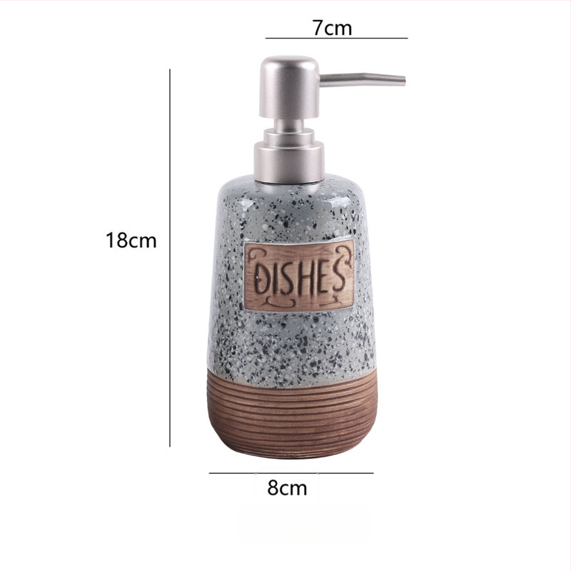 Sticlă ceramică pentru dezinfectarea mâinilor cu pompă, sticluță pentru loțiune, dispenser de săpun — finisaj periat — 300 g — Hongzhan