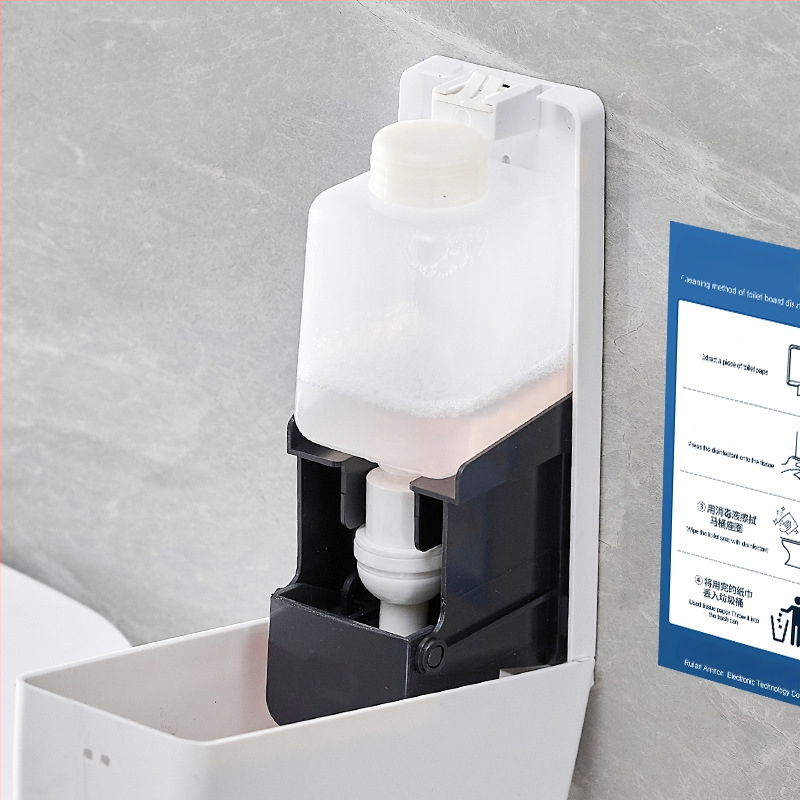 Dispozitiv de dezinfectare cu spumă pentru toaletă, montat pe perete, acționare prin apăsare, ABS, tratament prin oxidare, stil modern minimalist